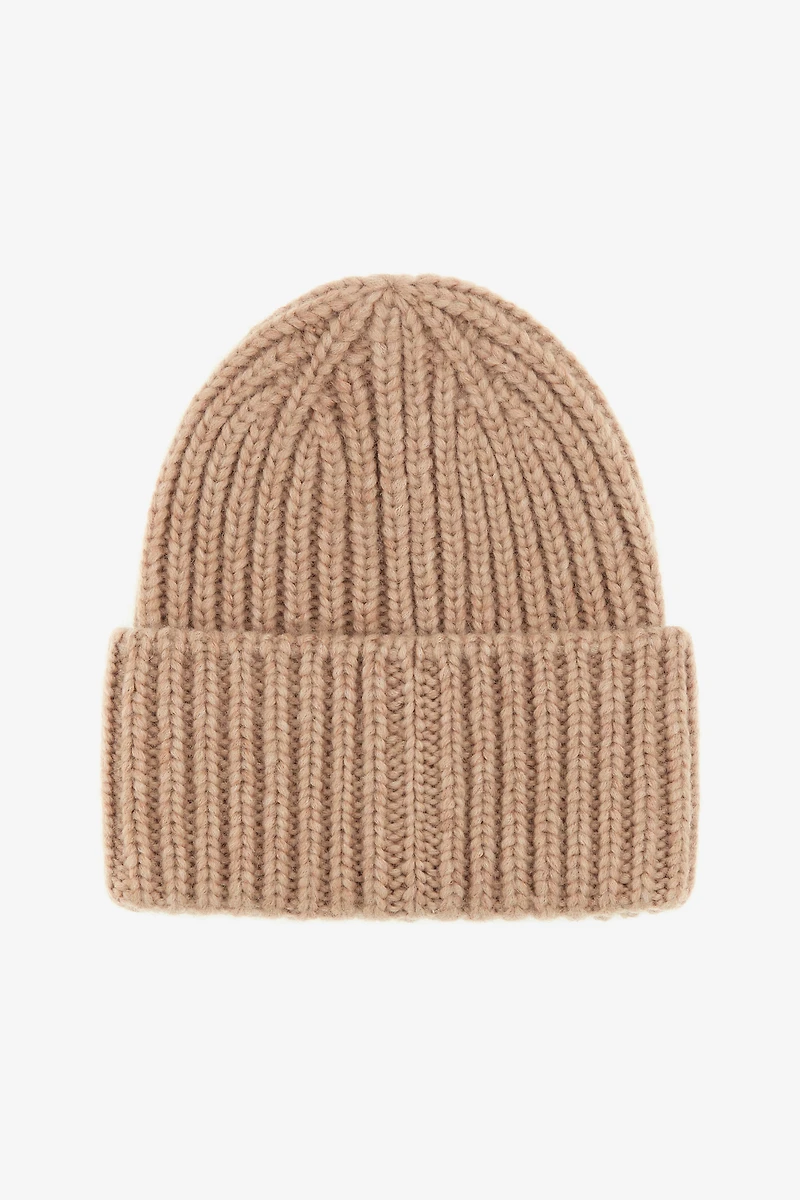 Ribbed Alpaca Blend Beanie with Logo