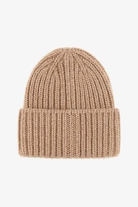 Ribbed Alpaca Blend Beanie with Logo
