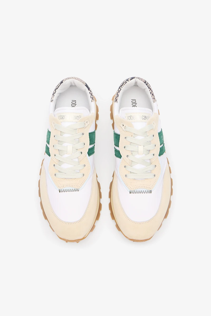 White Running Shoes With Snake-Print Detail