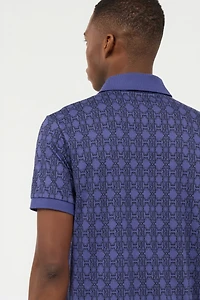 Purple Geometric Print Polo Shirt