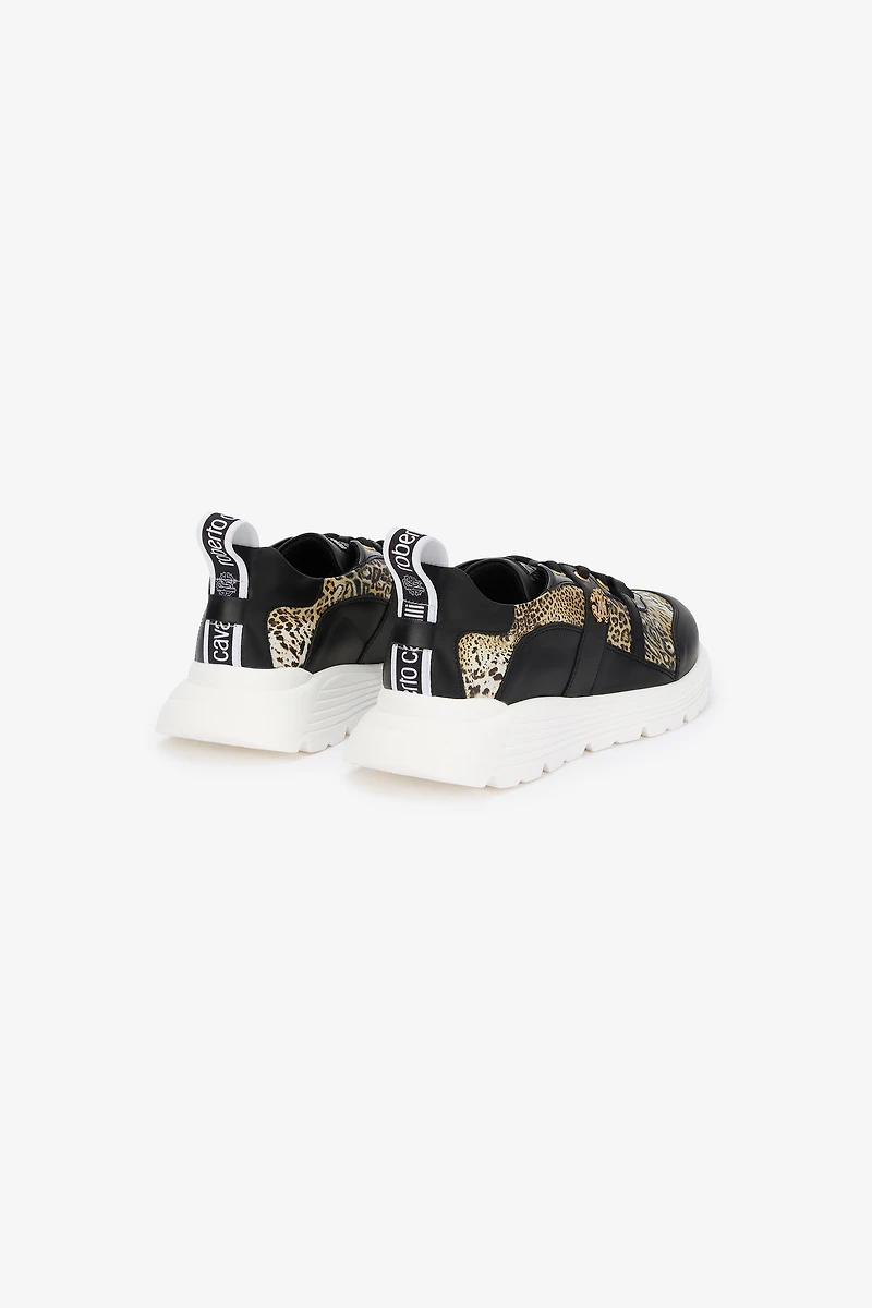 Leopard Print Leather Sneakers