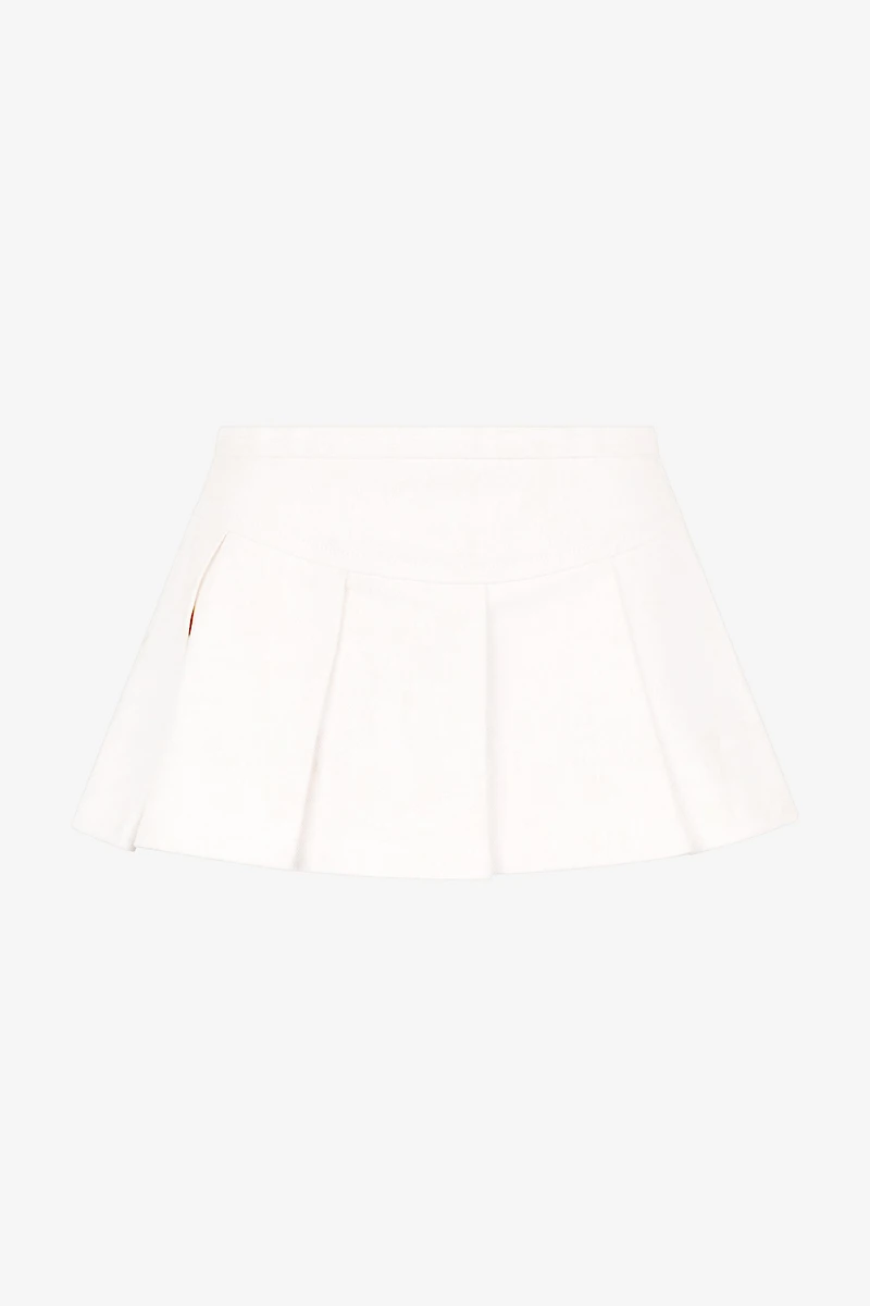 Pleated Denim Mini Skirt