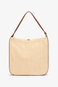 Large Raffia-Effect Shoulder Bag