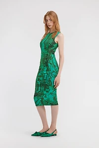 Malachite Print Midi Dress
