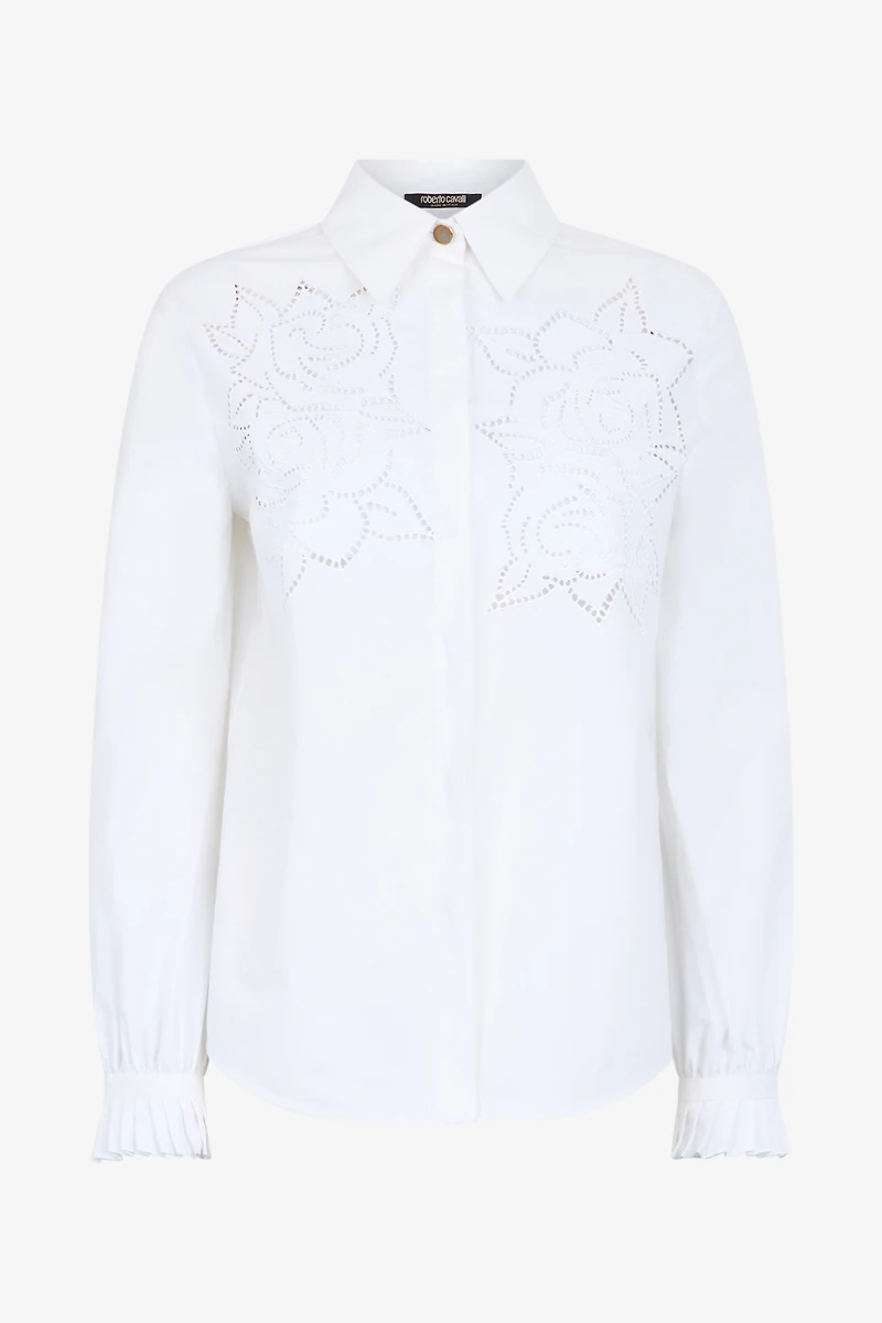 Shirt With Perforated Rose Motif