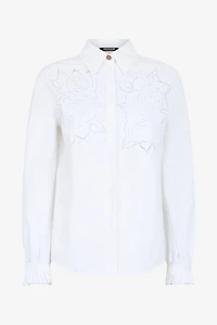 Shirt With Perforated Rose Motif