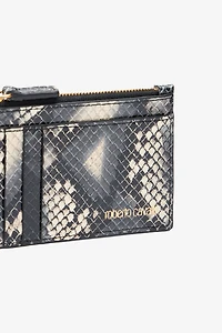 Printed leather cardholder with zip