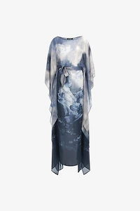 Long Printed Blue Dress