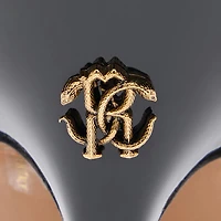 Black Patent Leather Sandal With RC Monogram