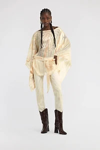 Ray Of Gold Print Skinny Cotton Trousers