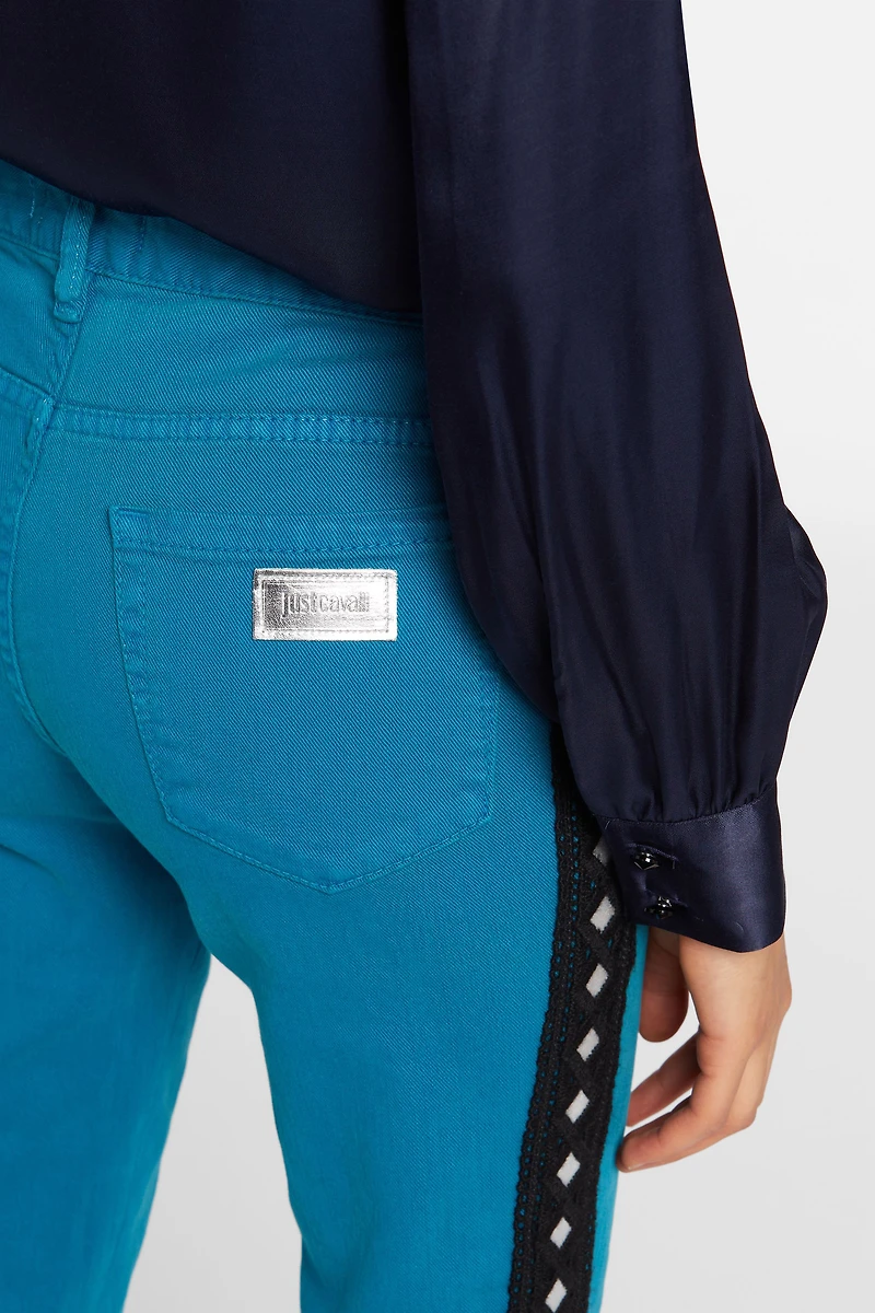 Just Cavalli Crochet-Stripe Jeans