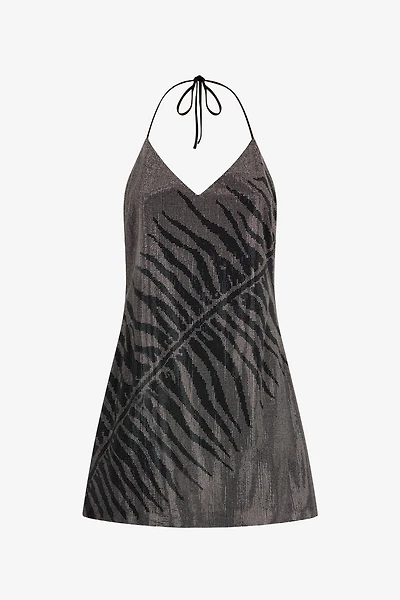 Mini Dress With White Tigress Print