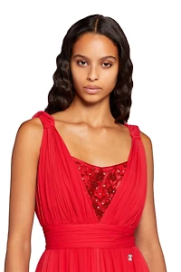 Bead-Embellished Silk Maxi Dress