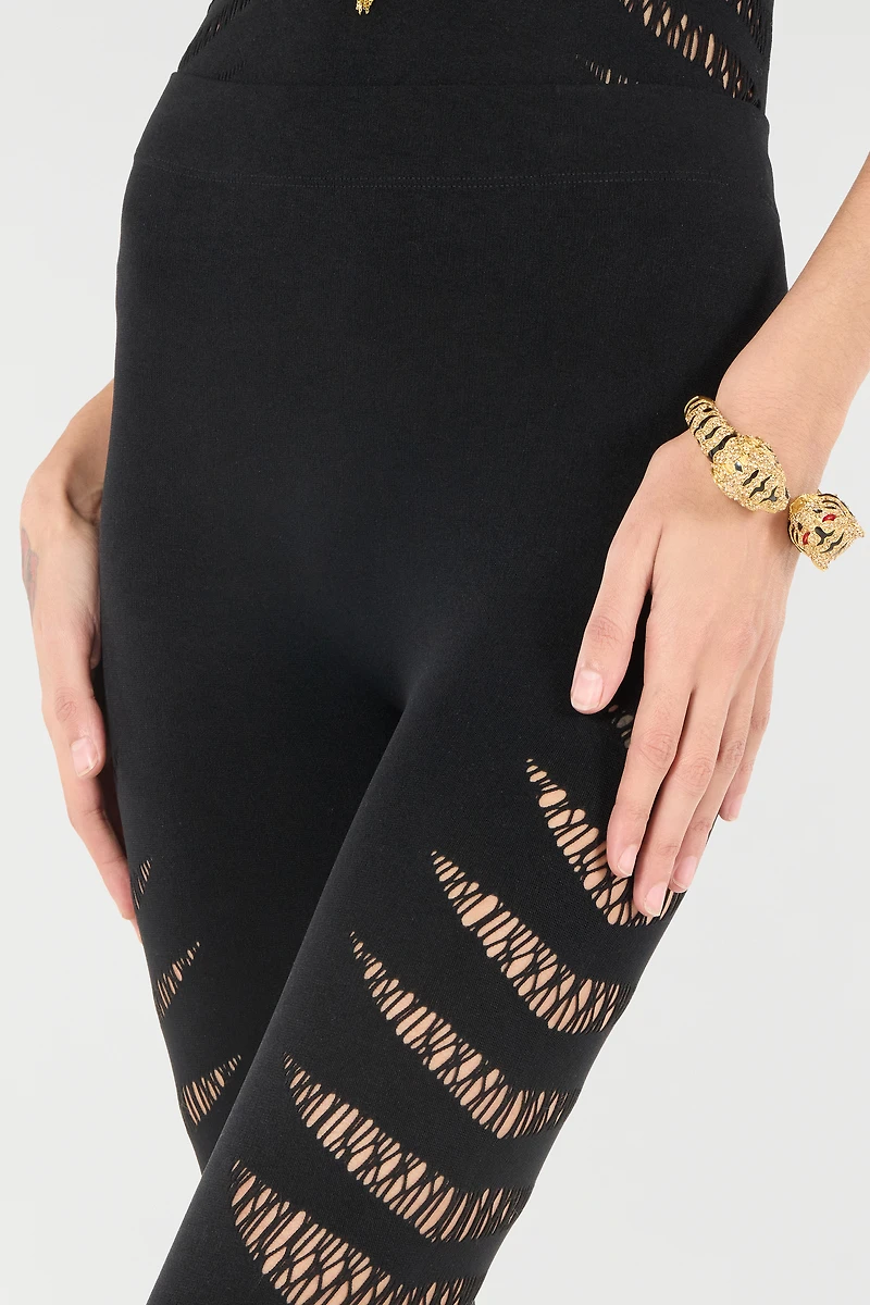 Leggings with Perforated Python Pattern
