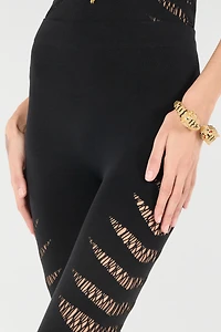 Leggings with Perforated Python Pattern