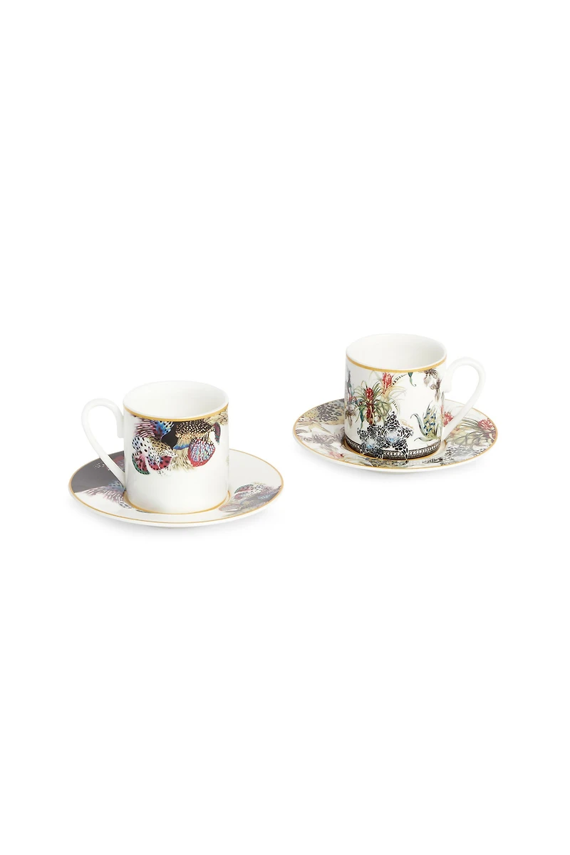 Flowers cup and saucer coffee set