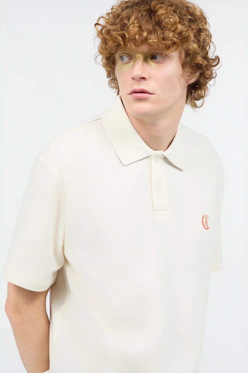 Polo Shirt With JC Monogram And Lettering