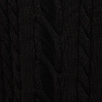 Black Cable Knit Polo With Contrast Trim