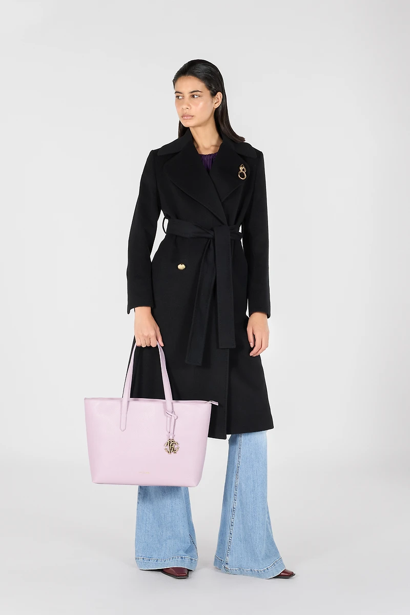 Leather shopper tote with RC charm