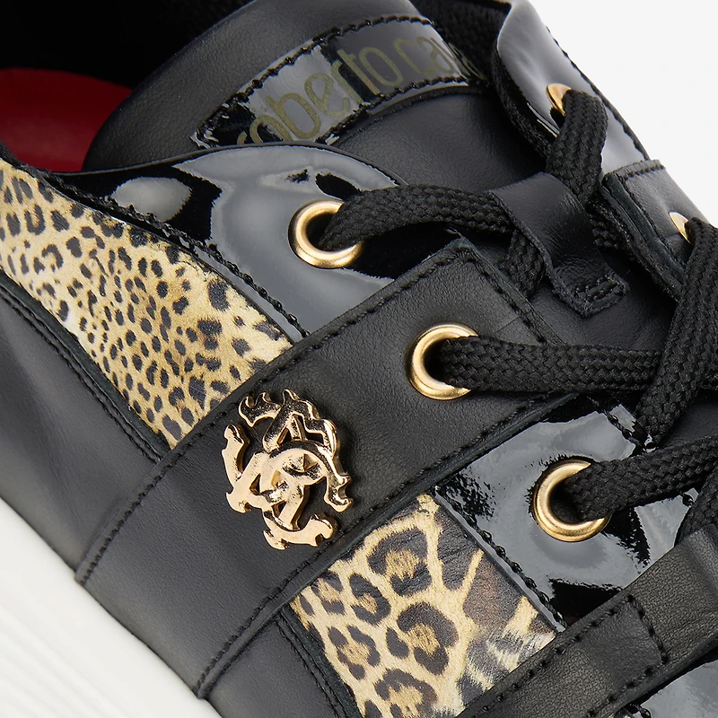 Leopard Print Leather Sneakers