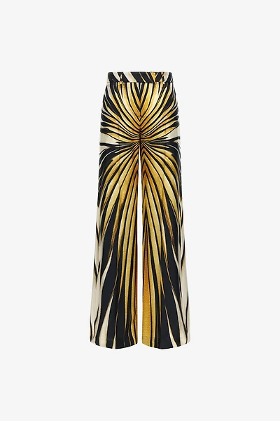 Ray Of Gold Print Silk Palazzo Trousers