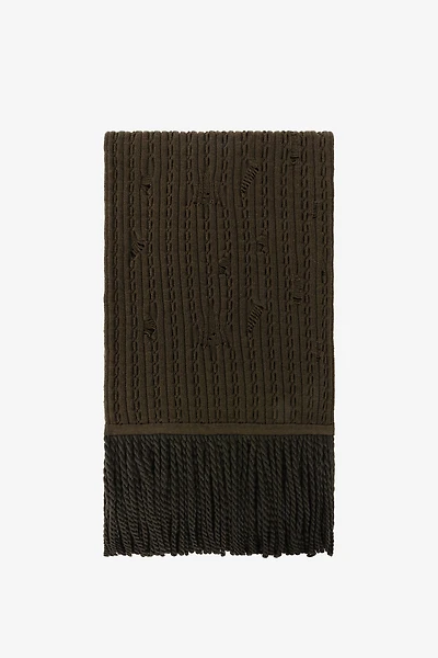Ribbed-Knit Wool Scarf