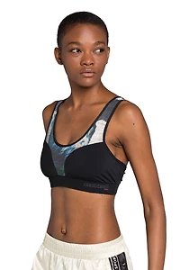 Abstract-Print Logo Crop Top