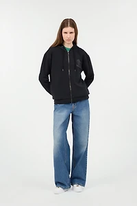 Black Hoodie Sweatshirt with RC Monogram Logo