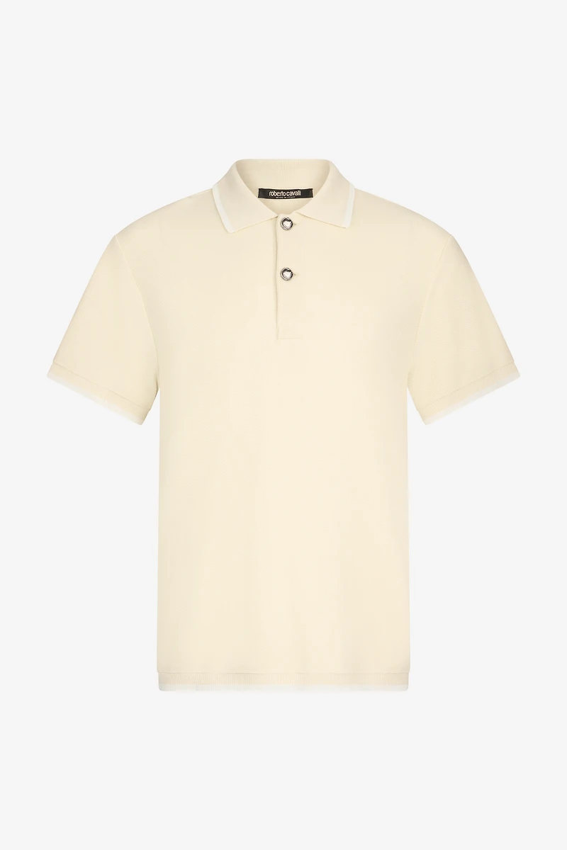 Cream Polo Sweater With Contrast Trim