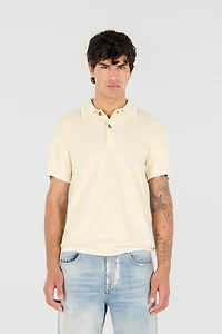 Cream Polo Sweater With Contrast Trim