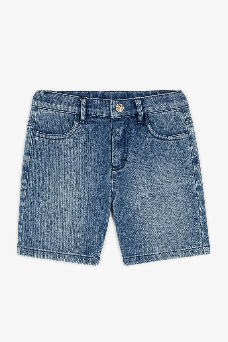 RC Monogram-Embroidered Denim Shorts