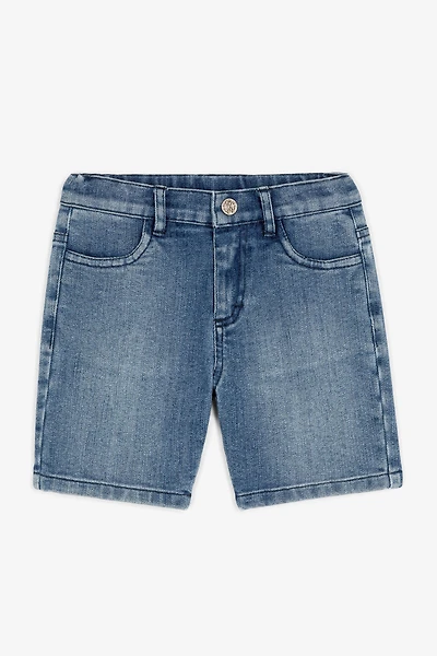 RC Monogram-Embroidered Denim Shorts