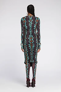 Snakeskin-Print Midi Dress