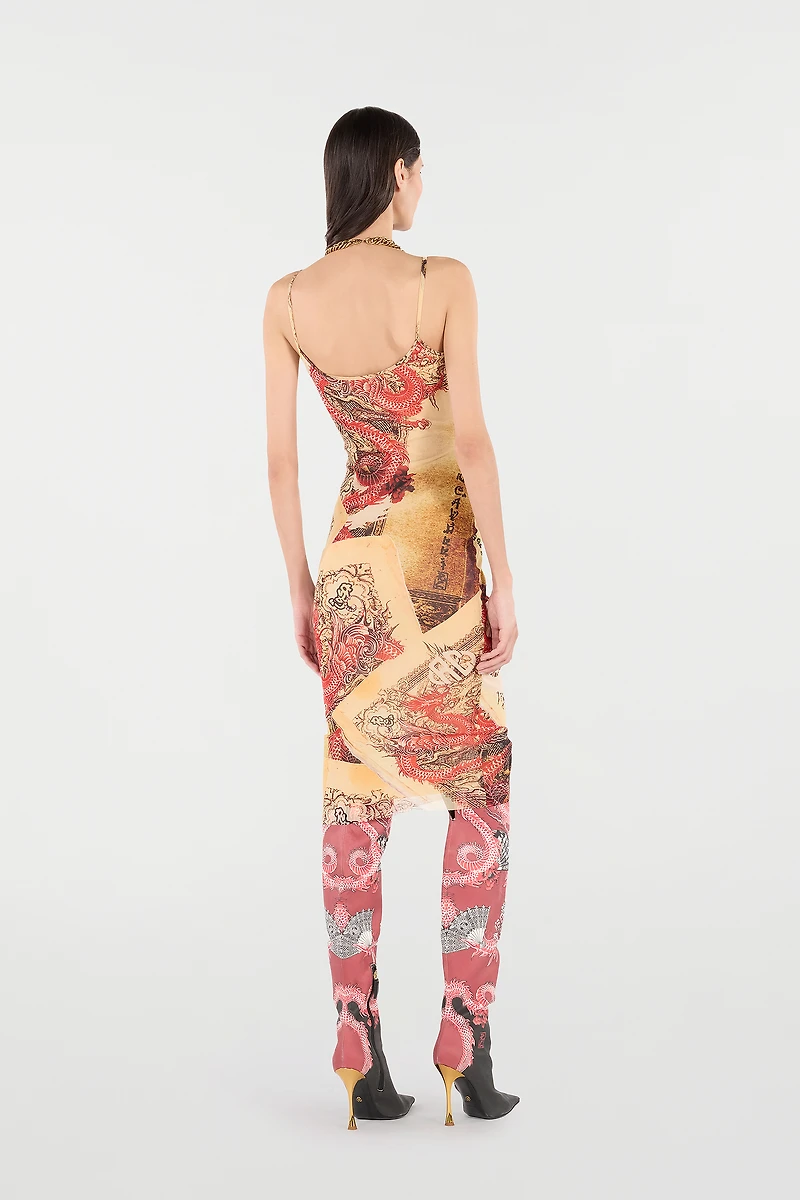 Sheath Dress With Oriental Print