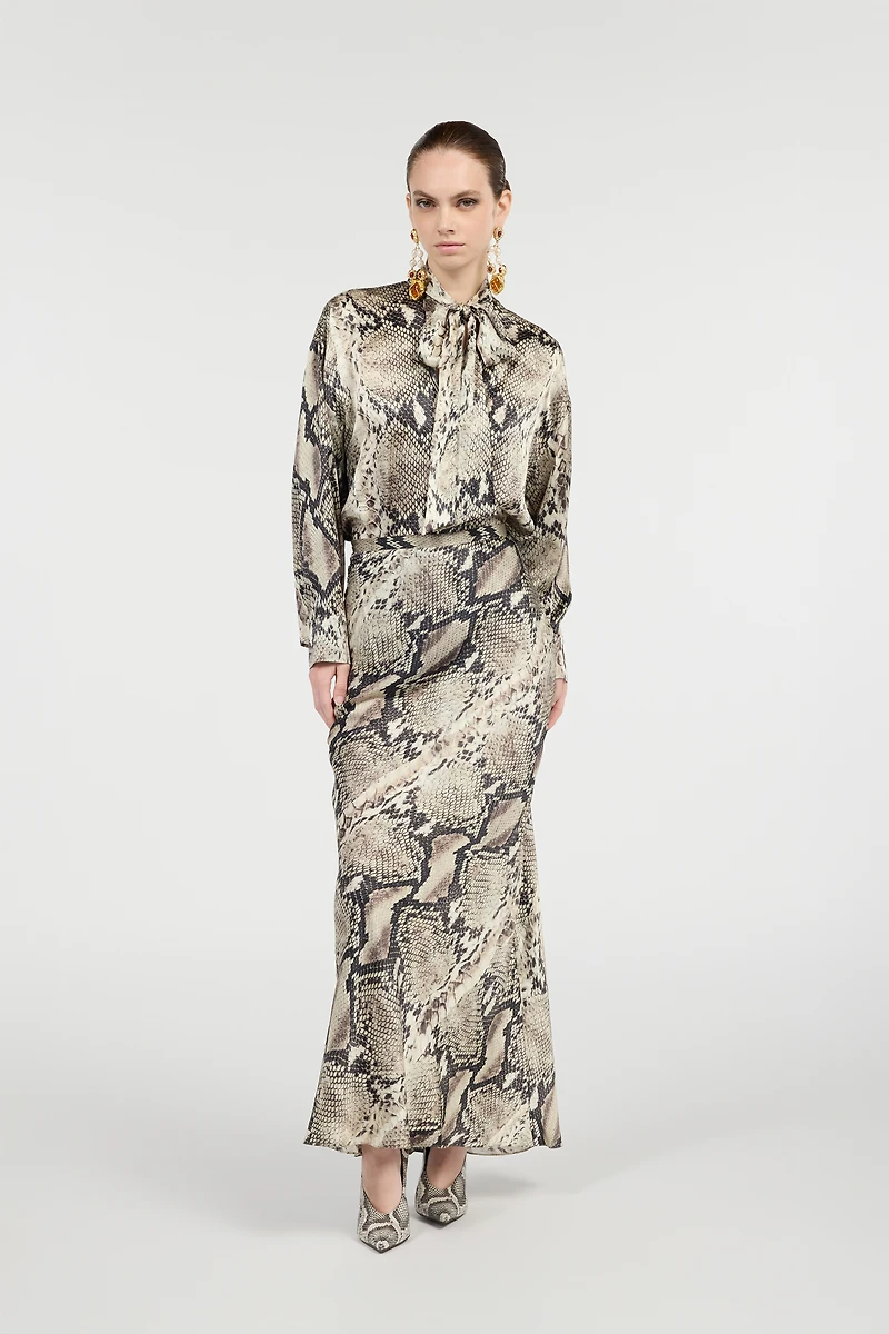 Long Silk Skirt With Python Print