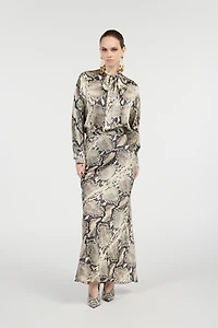 Long Silk Skirt With Python Print