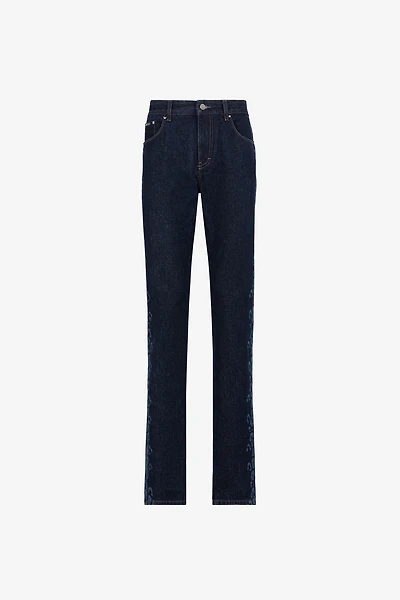 Leopard print straight-leg jeans