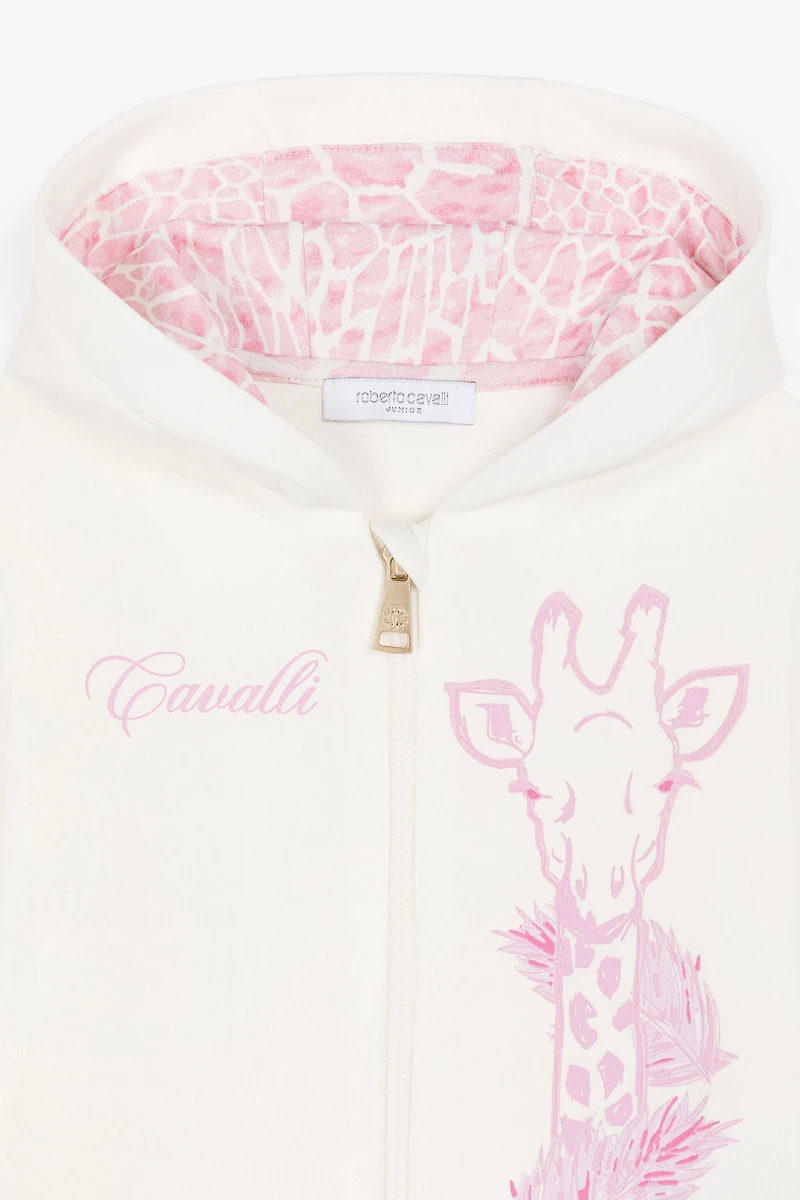 Giraffe And Logo-Print Zip Hoodie