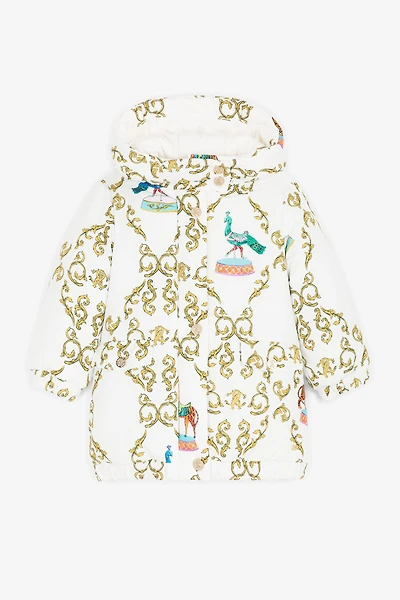 Filigree Circus-Print Padded Coat