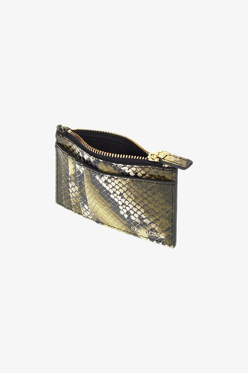 Logo-print leather clutch