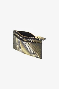 Logo-print leather clutch