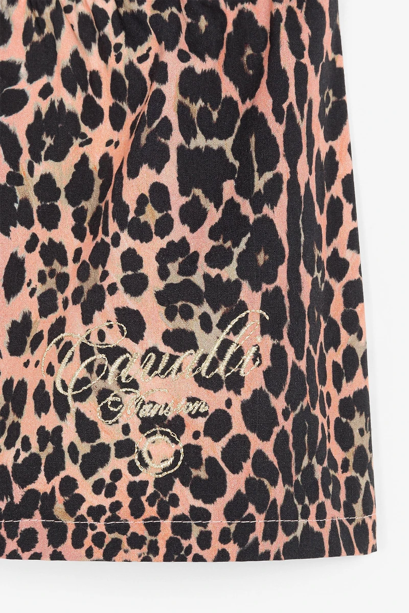 Logo-Embroidered Leopard-Print Shorts