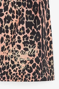 Logo-Embroidered Leopard-Print Shorts