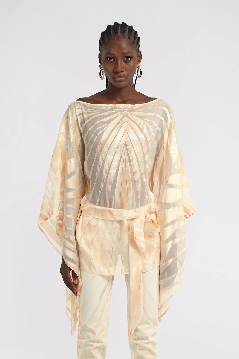 Ray of Gold Print Silk Blend Kaftan