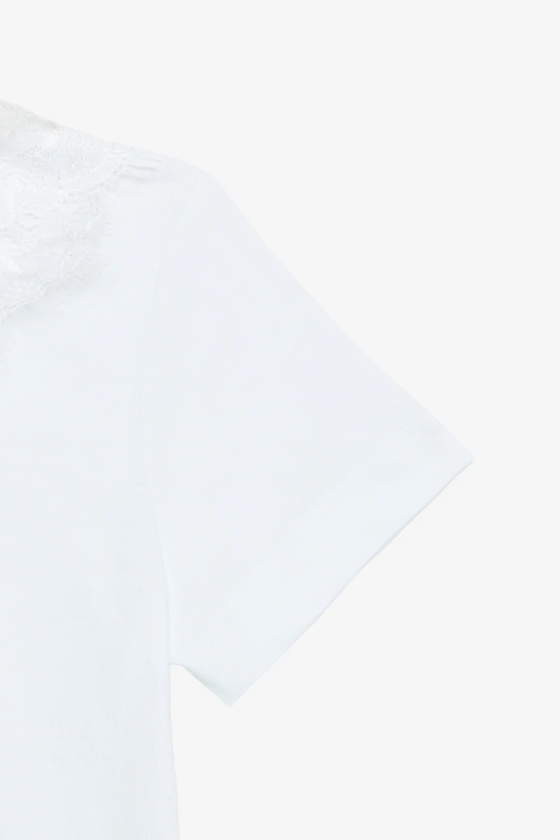 T-Shirt With RC Monogram And Lace