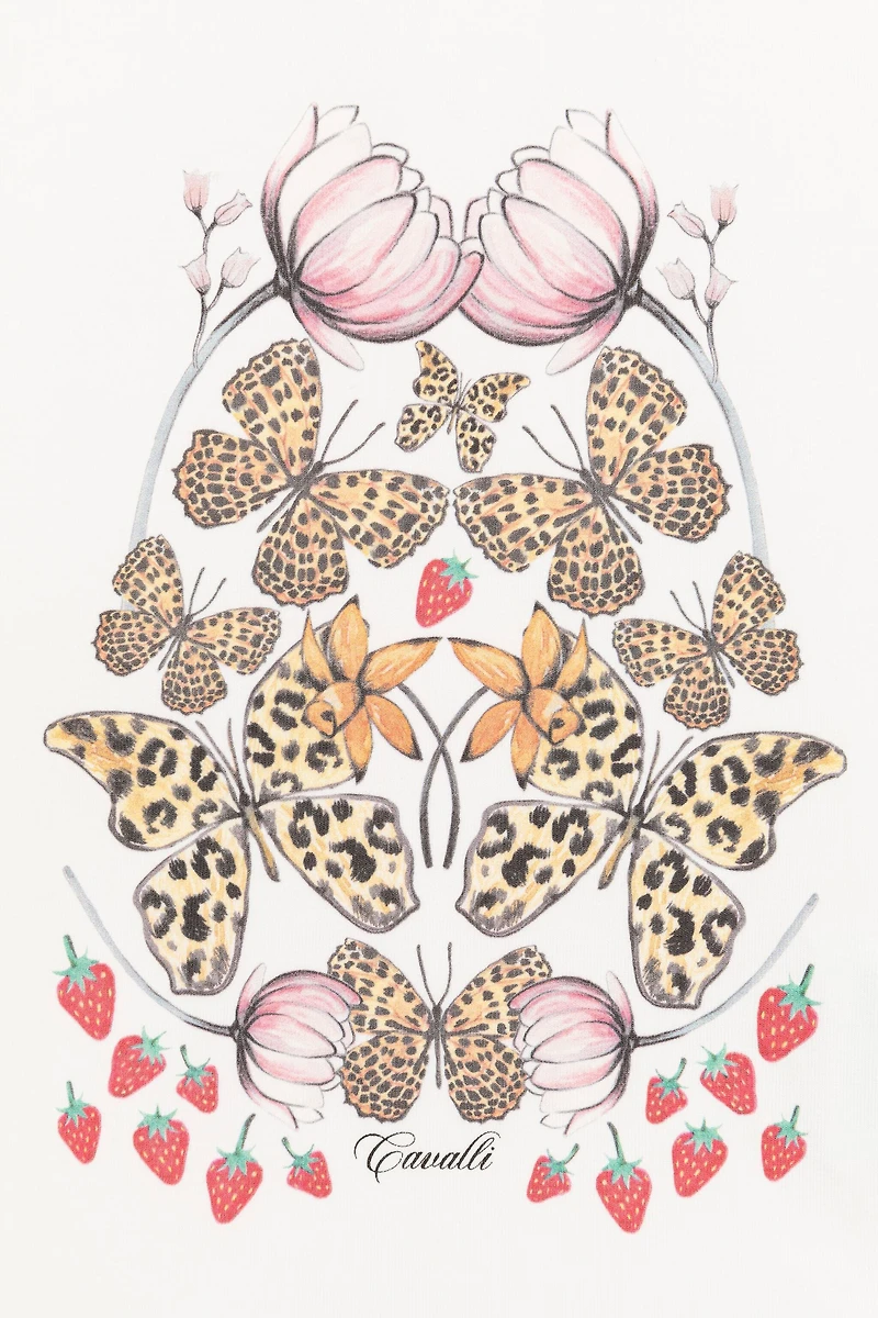 Butterfly And Strawberry-Print T-Shirt
