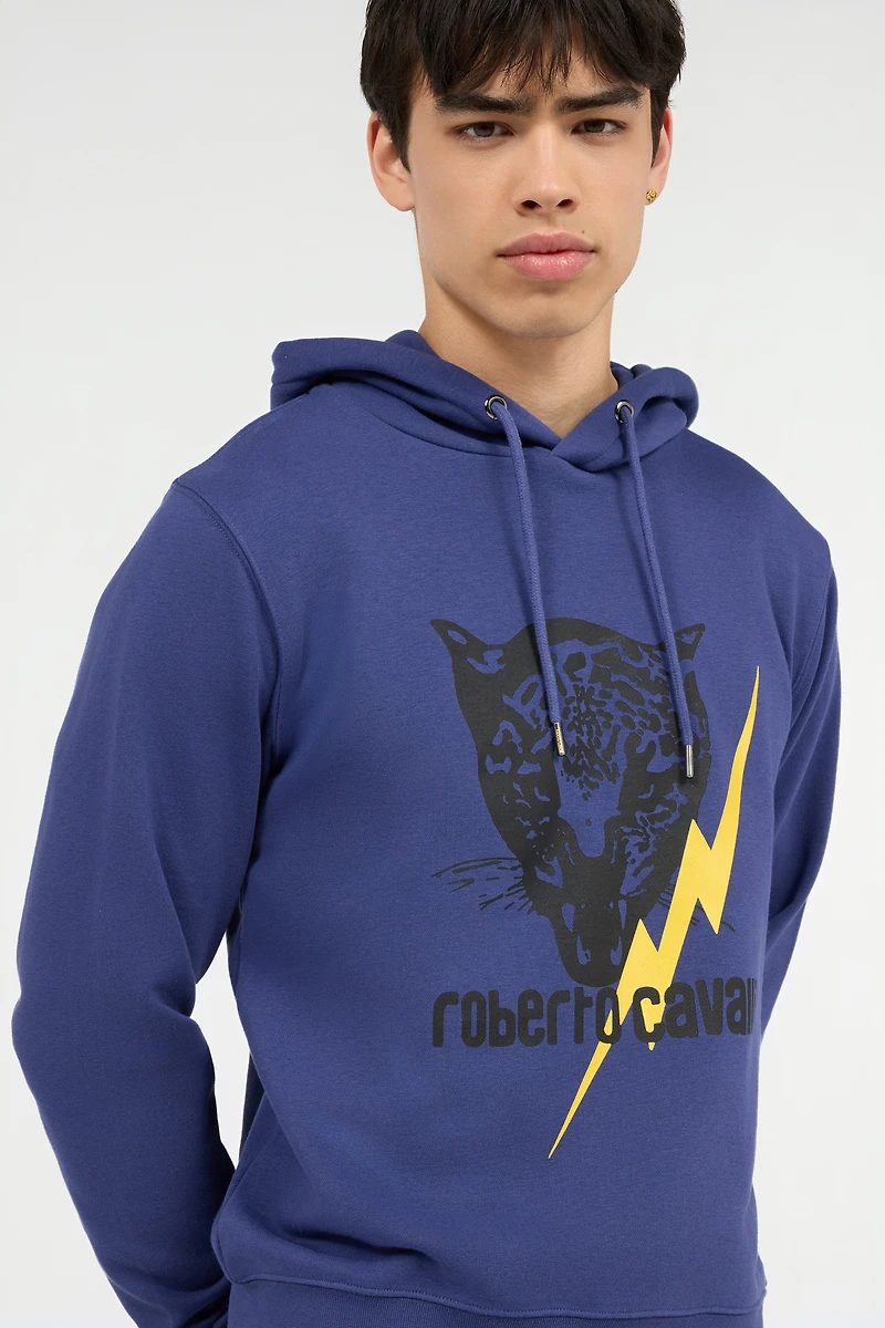 Blue Sweatshirt with Jaguar and Lightning