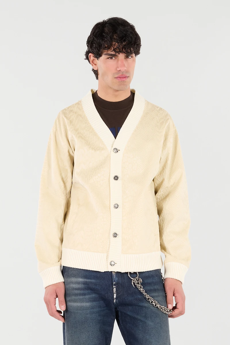 Python-Print Cardigan-Style Sweatshirt