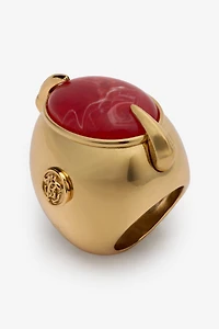 Cocktail Ring With Fang And Gem