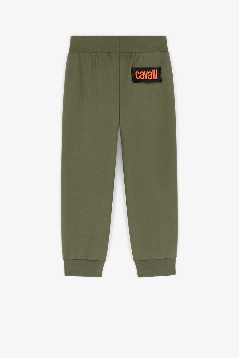 Logo-patch cotton trousers